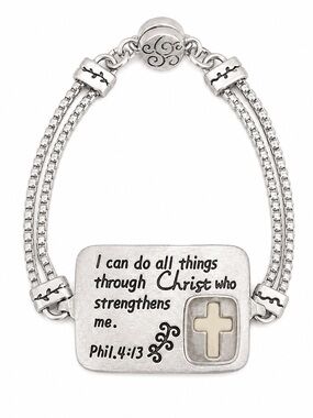 Silver Inspirational Scripture Bracelet - Phil. 4:13